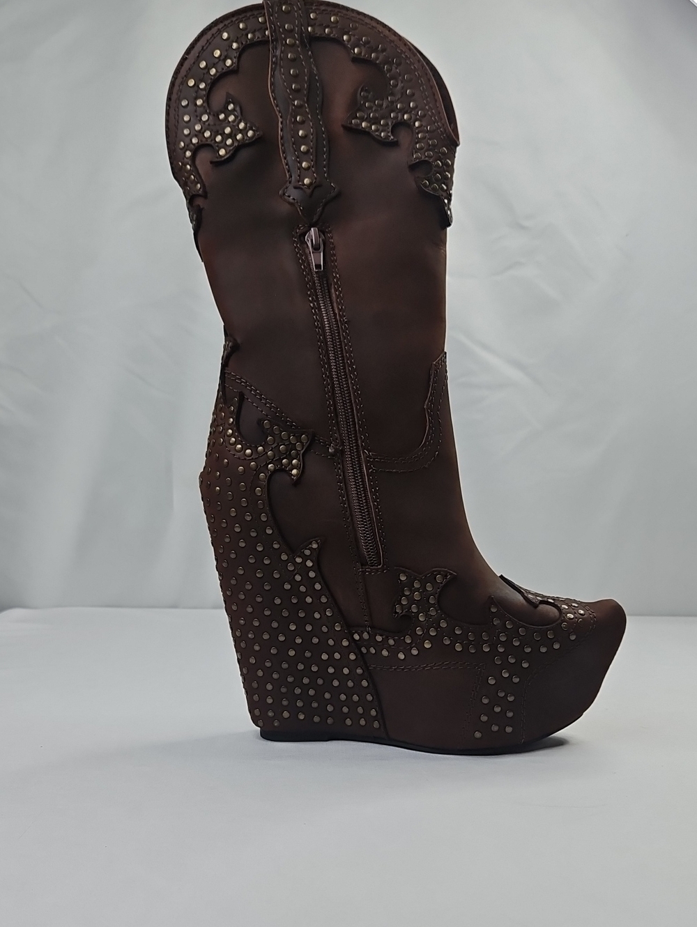 Jeffrey Campbell Giddy-Stud Leather Platform Western Boots Womens Sz 9